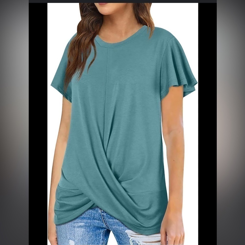 NWOT CGGMVCG Womens Short Sleeve Wrap Front Blouse